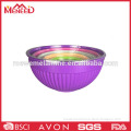 Different size & color recycled plastic mixing bowl with lid